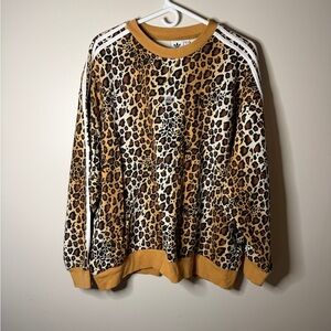 Adidas Leopard Print Luxe Trefoil All Oversize Sweatshirt Samba HB4763 Small